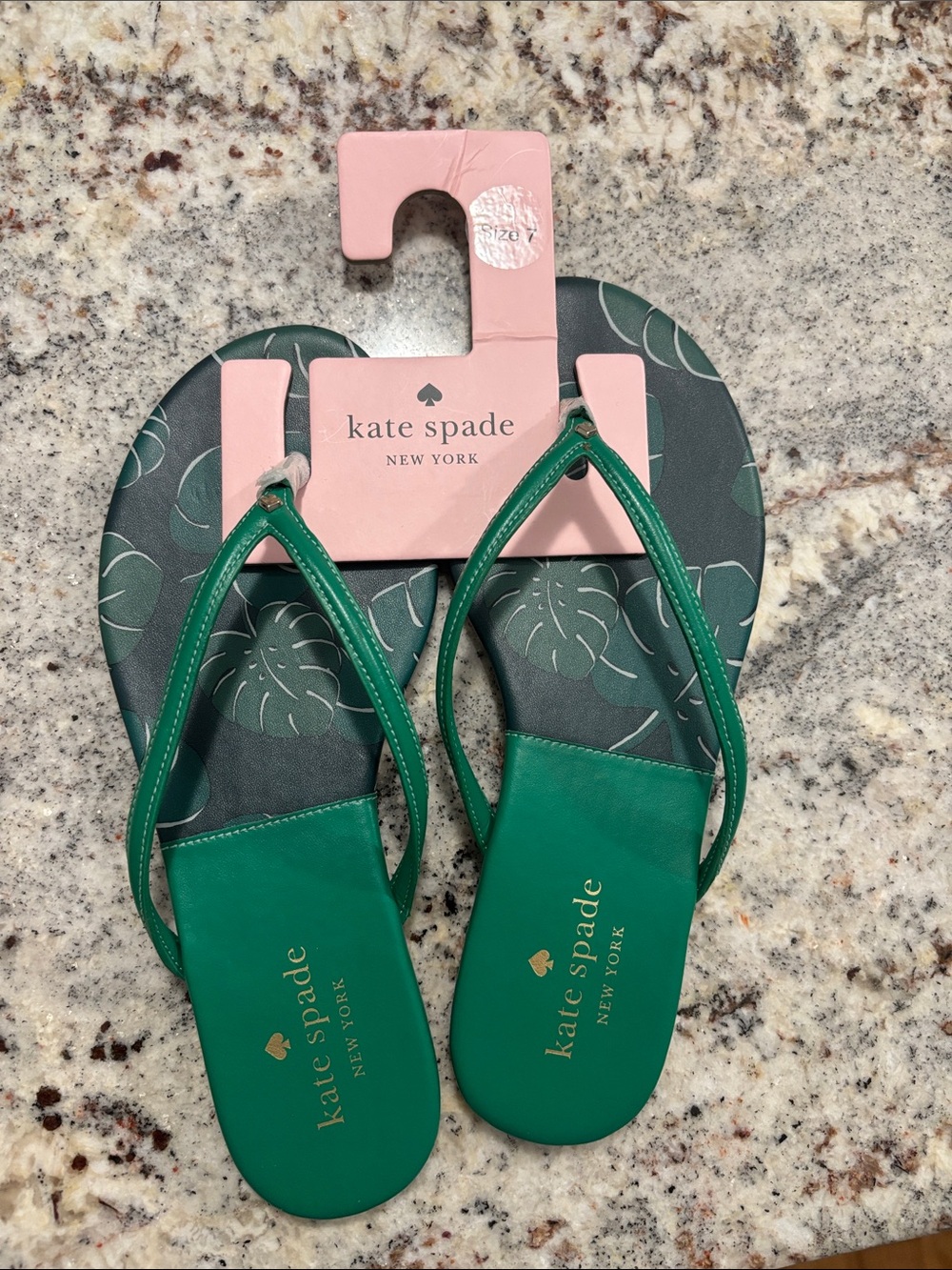 kate spade Green and Dark Teal Flip Flop Sandals
